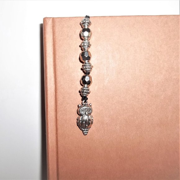 NWT Owl Bookmarker Bookmark Book Reading Gift Idea Beaded Handmade Silver 8156 - Picture 3 of 11